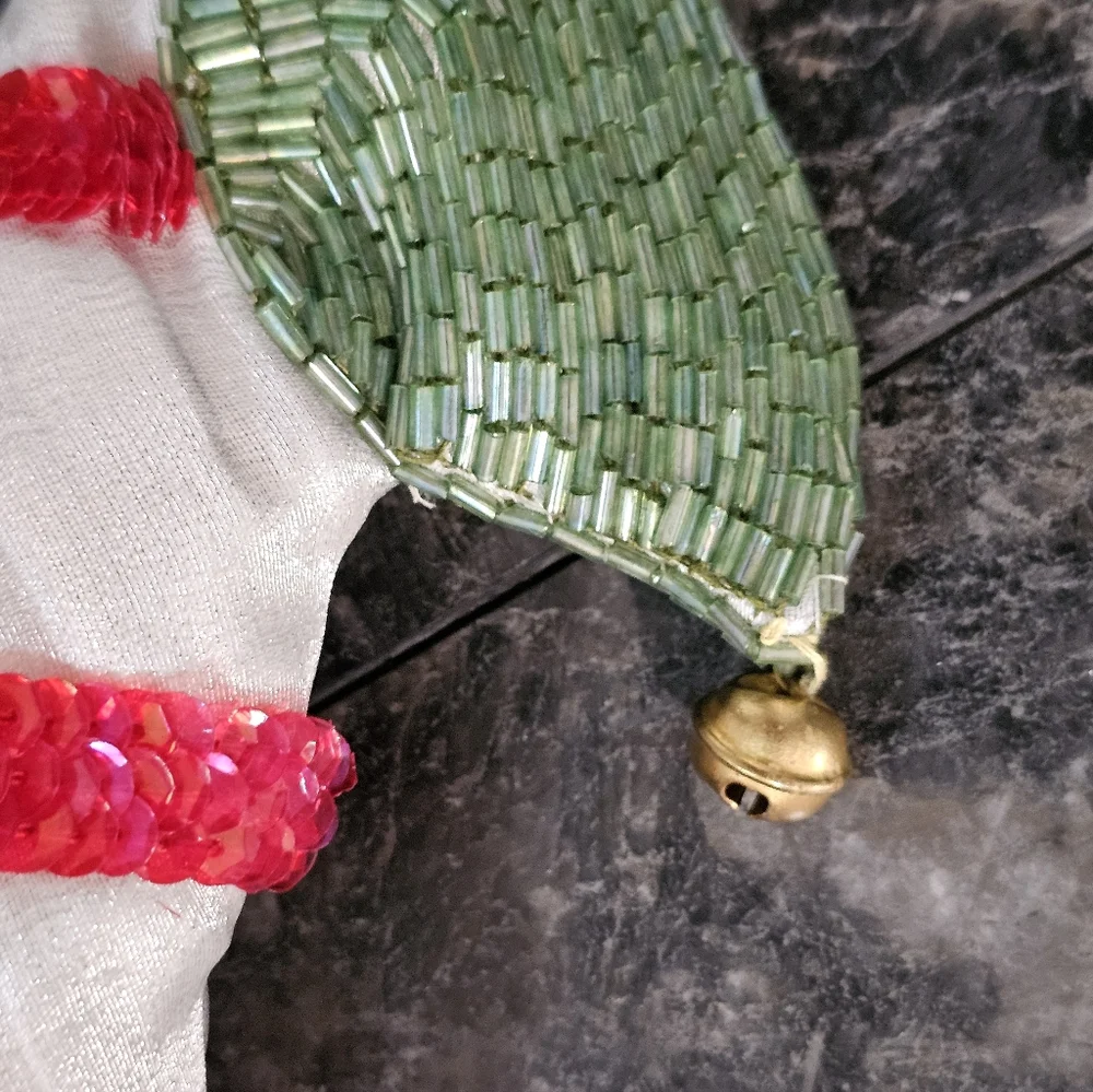 Wayne M‎ Kleski Beaded Large Christmas Jester Elf Bell Stocking 25